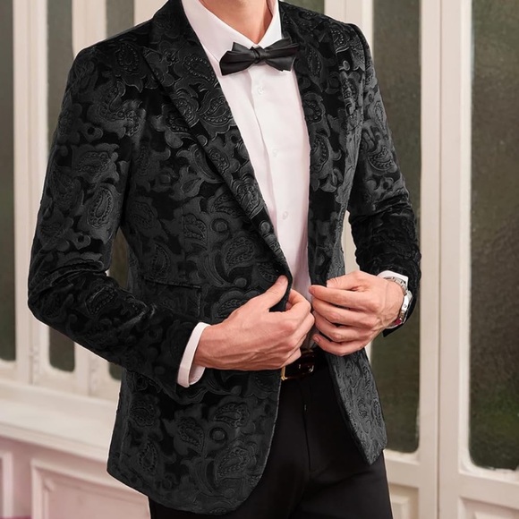 Grace Karin Other - NEW| Men’s GRACE KARIN Velvet Blazer Two Button Slim Fit Suit Jacket